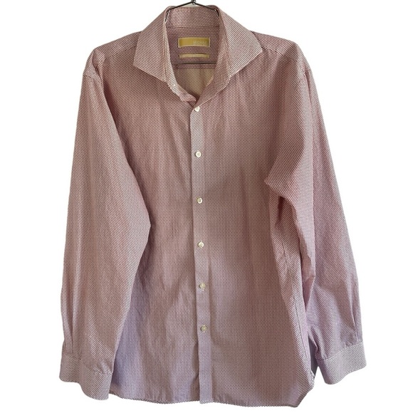 MICHEAL KORS RED WHITE DRESS SHIRT SLIM FIT  COTTON BUTTON DOWN SHIRT MEN 16 1/2 - Picture 1 of 10